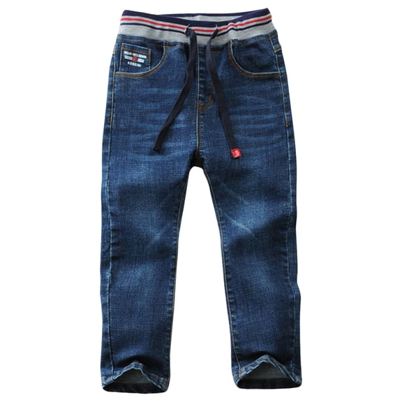Zshosam Toddler Jeans Boys Baggy Jeans Boys Straight Wide Leg Denim Pants Kids Casual Elastic Waist Loose Trousers Size 2T 3T,(Dark Blue 2-3 Years)