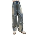 thumbnail image 1 of Zshosam Toddler Jeans Girls Girls Wide Leg Jeans Elastic Waist Denim Pants Baggy Jeans for Girls Size 7T 8T,(Blue 7-8 Years), 1 of 9