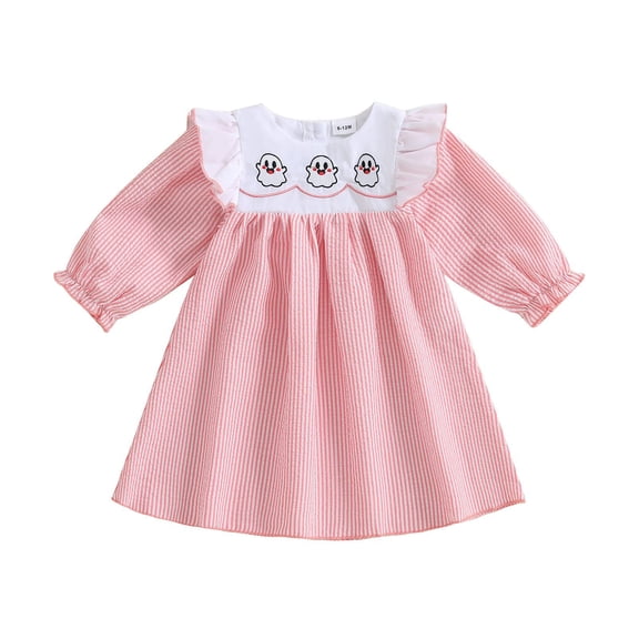 Zshosam Toddler Long Dress Girl's Crew Neck Long Sleeve Bodycon Dress Casual Dresses Size 12 18 Months,(Pink 12-18 Months)