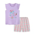 thumbnail image 1 of Zshosam Toddler Outfits for Girls Toddler Girls' Print T-Shirt and Floral Shorts Set, 2 Pieces Set Size 5T 6T,(Purple 5-6 Years), 1 of 8