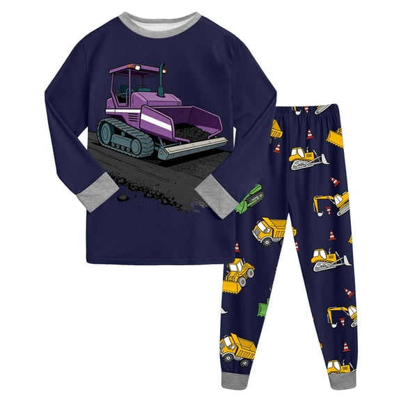 Zshosam Toddler Pajamas Boys Long Sleeve Pajama Sets Long Sleeve Top with Pants Soft Sleepwear 2 Piece Pjs Set Size 6T 7T,(Navy 6-7 Years)
