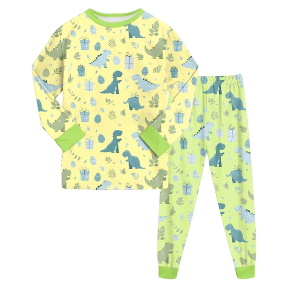 Zshosam Toddler Pajamas Boys Pajamas Pjs Toddler 2 Piece Sleepwear Kids Winter Clothes Set Size 4T 5T,(Light Yellow 4-5 Years)
