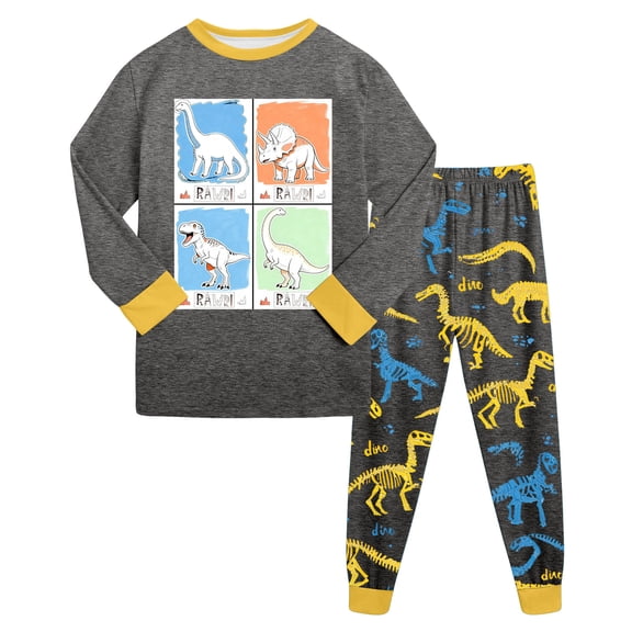 Zshosam Toddler Pajamas Set Long Sleeve Pajamas Set Ribbed Unisex Baby & Toddler, Soft, Snug-Fit, Everyday Sleepwear Size 7T 8T,(Dark Gray 7-8 Years)