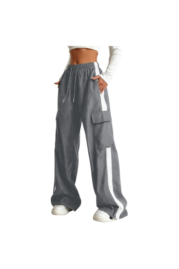 Toddler Pants 1 Piece Girls' & Teenagers' Outdoor High-Street Multi-Pocket Cargo Pants Size 5T 6T,(Grey 5-6 Years)