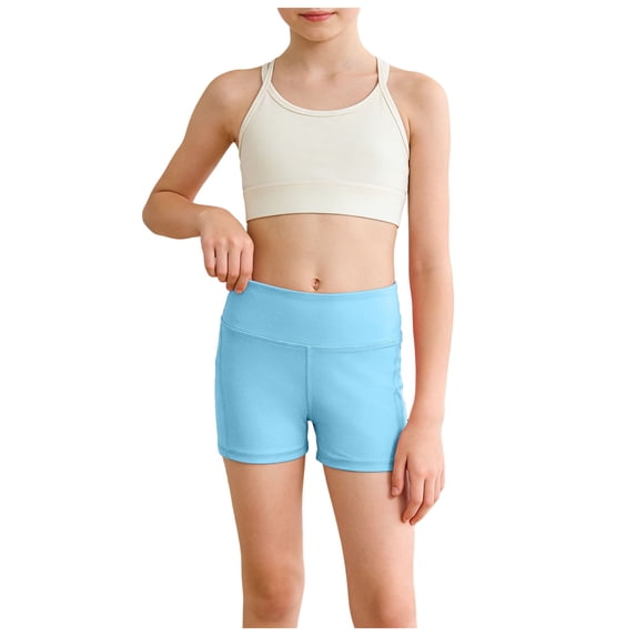Zshosam Toddler Shirts Girls Baby and Toddler Girls' Cotton Bike Shorts Cotton Bike Shorts Soft Pull-On Safety Shorts for Daily Wear Size 7T 8T,(Light Blue 7-8 Years)