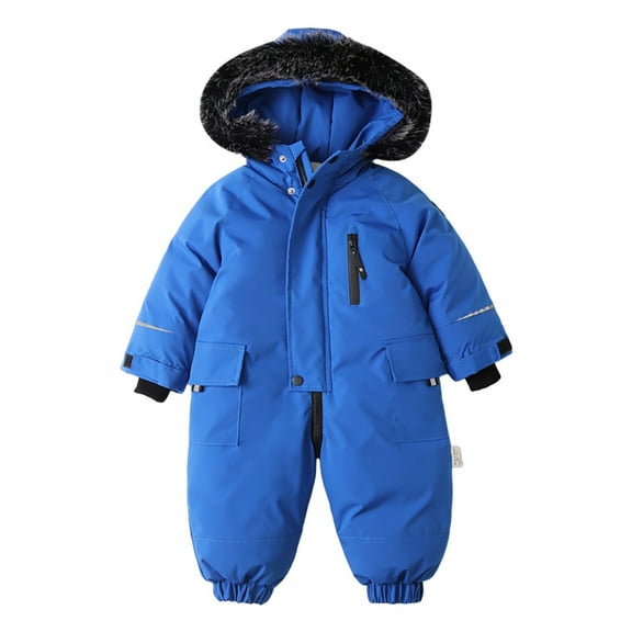 Zshosam Toddler Snow Suit Boys Baby Snowsuit Wind Resistant Insulated Pram Bunting Infant Snowsuit Newborn Winter Size 3T 4T,(Blue 3-4 Years)