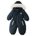 thumbnail image 1 of Zshosam Toddler Snow Suit One Piece Toddler Snow Suit Baby Snowsuit Infant Winter Coat Puffer Clohtes Hoodie Size 18 24 Months,(Navy 18-24 Months), 1 of 9
