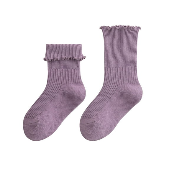 Zshosam Toddler Socks Girls Boys Crew Socks Seamless Kids Socks Cotton School Socks(Purple,3-5 years)
