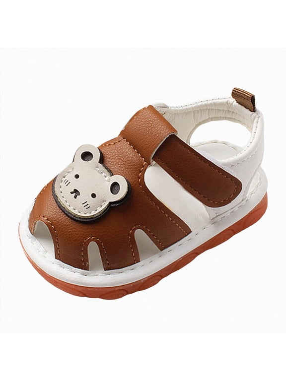 Zshosam Toddler Stride Rite Sandals Baby Girls Sandals Floral Outdoor Open Toe Flats First Walker Toddler Girl Sandal for Summer Size 4.5,(Brown Infant 4.5)
