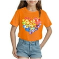 thumbnail image 1 of Zshosam Toddler T Shirt Girls Short Sleeve T Shirts Kids Crewneck Spring Summer Tops Basic Tees Size 5T 6T,(Orange 5-6 Years), 1 of 4