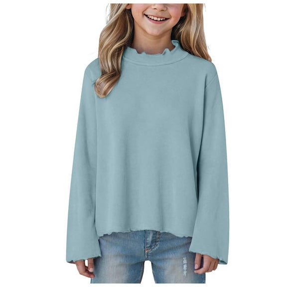Zshosam Toddler Tees Girls Girls Long Sleeve Shirts Fall Trendy Girls Tops Shirt Cute Crewneck Tshirt Kids Girls Clothes Size 4T 5T,(Sky Blue 4-5 Years)