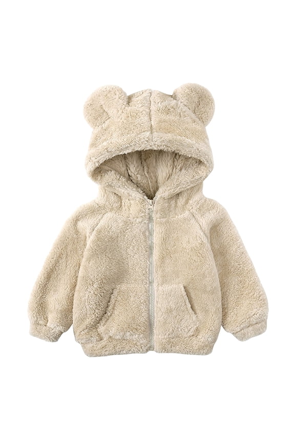 Toddler Winter Coat Toddler Fleece Jacket Kids Lightweight Outerwear Boys Girls Long Sleeve Fall Spring Coat Size 4T 5T,(Beige 4-5 Years)