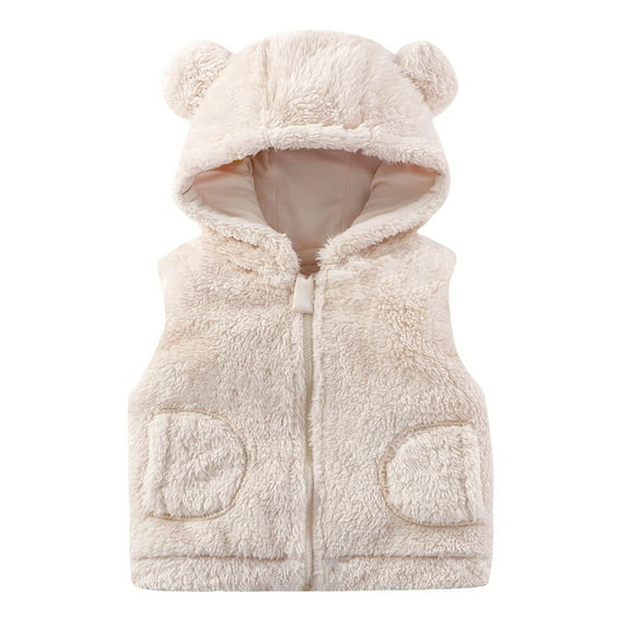 Zshosam Toddler Winter Vest Toddler Baby Boys Girls Fleece Vest Fuzzy Sleeveless Waistcoat Fall Winter Jacket Padded Coat Size 4T 5T,(White 4-5 Years)