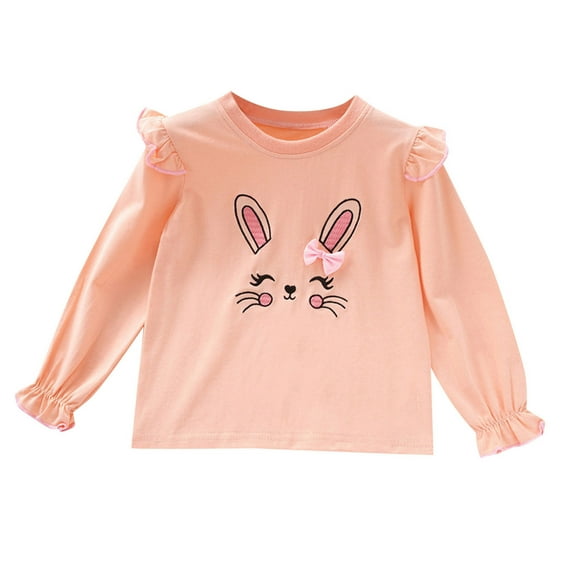 Zshosam Tops Tees Girls Long Sleeve T-Shirts Kids Fall Tops Casual Crewneck Tees Size 3T 4T,(Red 3-4 Years)