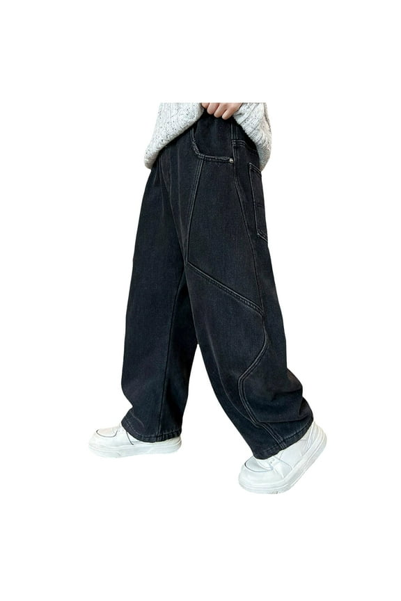 Trendy Jeans for Teens Boy's Stylish Skinny Fit Stretch Fashion Denim Jeans Size 6T 7T,(Black 6-7 Years)