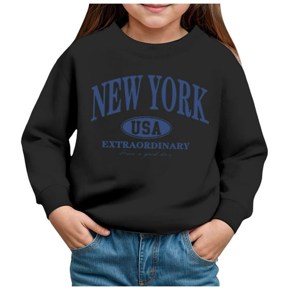 Zshosam Trendy Sweatshirts for Teens Boys Girls Crewneck Sweatshirts Toddler Baby Sweatshirt Soft Long Sleeve Active Pullover Tshirts,Black 4 Years