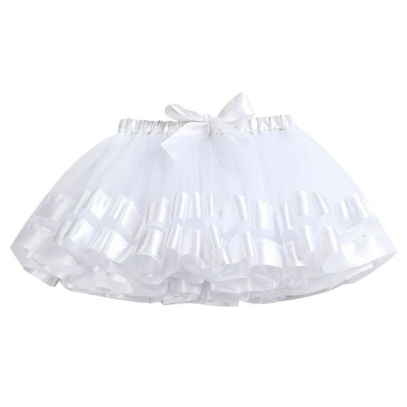 Zshosam Tulle Tutu Skirt for Girls Girl Ballet Tutu Skirt(White,5-8 Years)