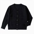thumbnail image 1 of Zshosam Uniform Cardigan Boys Sweaters for Boy Winter Cardigan Children's Sweater Button Down Knitted Sweater Long Sleeve Knit Sweater Size 9T 11T,(Black 9-11 Years), 1 of 4