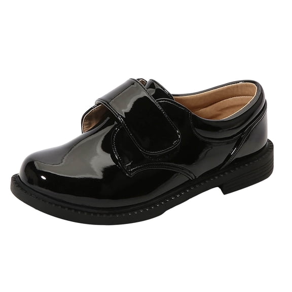 Zshosam Uniform Shoes for Kids Toddler Dress Shoes Comfortable Walking Shoes for Boys Girls(Black,2.5)