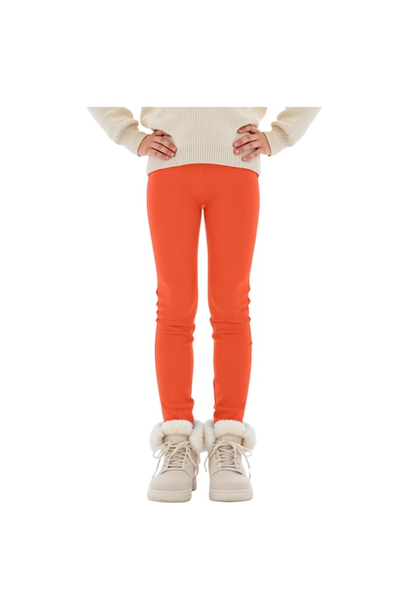Warm Leggings for Girls Girls Leggings Ankle Length, Comfortable Leggings for Girls. Footless Tights Softness and Breathability Size 11T 12T,(Orange 11-12 Years)