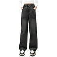 thumbnail image 1 of Zshosam Wide Leg Jeans for Girls Baggy Jeans for Girls Wide Leg Ripped High Elastic Waisted Denim Pants Cute Summer Trousers Streetwear Size 5T 6T,(Black 5-6 Years), 1 of 8