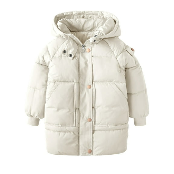 Zshosam Winter Coats for Girls Baby Boys Girls Toddlers Winter Coats Puffer Jacket Hooded Down Snow Jacket Coat Outerwear Size 4T 5T,(Beige 4-5 Years)