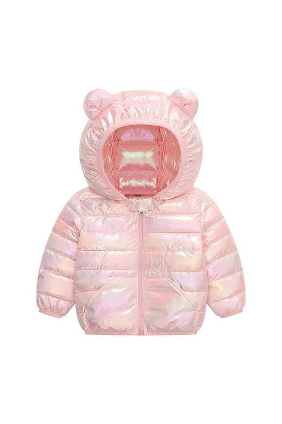 Winter Coats for Girls Baby Boys Girls Puffer Jacket Hooded Coat Fleece Liner Elastic Cuffs Outerwear Size 3T 4T,(Pink 3-4 Years)