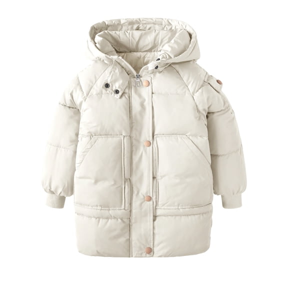 Zshosam Winter Coats for Girls Toddler Winter Coats Lightweight Puffer Jacket for Baby Infant kids Size 18 24 Months,(Beige 18-24 Months)
