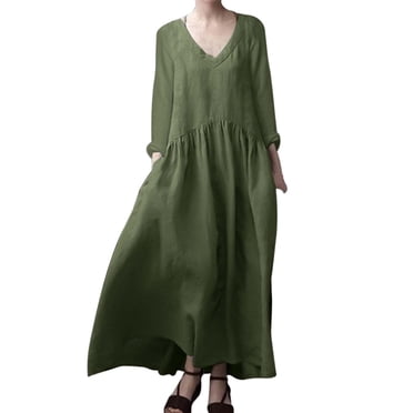 Abito Lungo ZANZEA Floreale Con Tasche - Maniche 3/4, Girocollo - Taglie Dalla 8 Alla 5XL