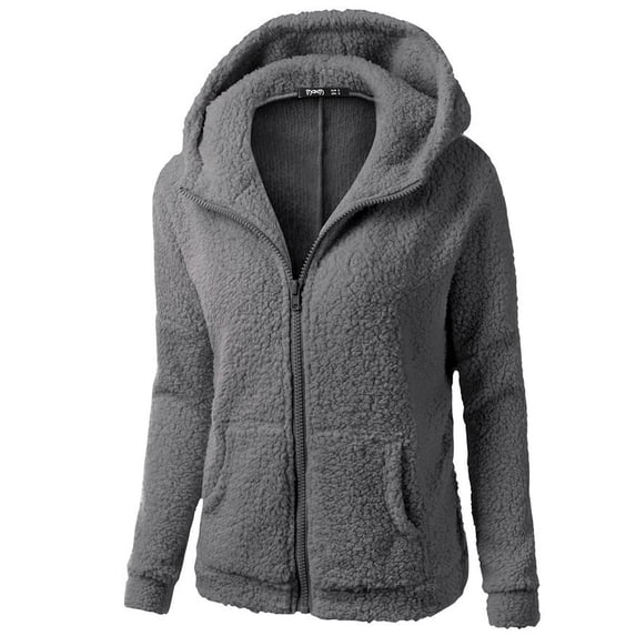 Zshosam Women Fur Fleece Lightweight Jacket Spring Fall Transitional Fashion Coat(Dark Gray,S)