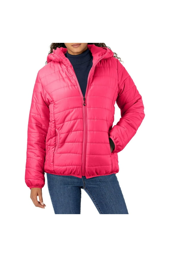 Women Jacket - Packable Quilted Puffer Coat – Casual Jacket for Women(Hot Pink,L)