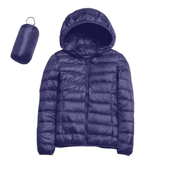 Zshosam Women Puffer Jacket Hooded Warm Lightweight Packable Quilted Puffer Coat Outwear(Dark Blue,XXXXL)