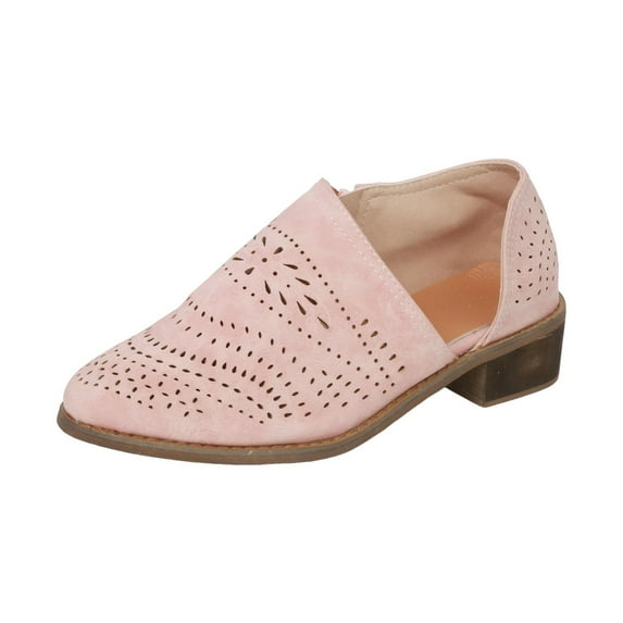 Zshosam Women Single Casual Shoes Hollow-out Low Heel Cutout Booties Zipper Ankle Boots(Pink,37)