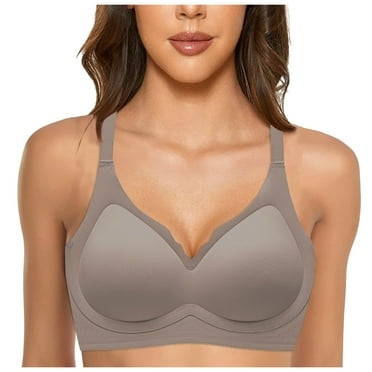 Zshosam Women Soft Support Fixed Cup Seamless Underwear Small Chest Gathered Thin No Steel Ring Bra(Coffee,XXL)