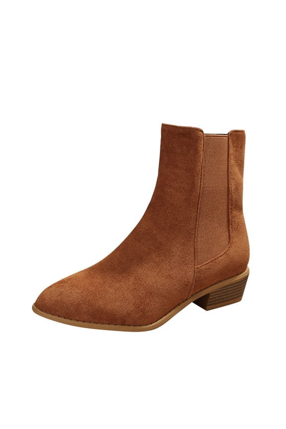 Women's Ankle Boots Classic Flat Low Heel Pointed Toe Buckle Slip On Zip Fashion Comfortable Booties(Brown,7)