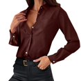 thumbnail image 1 of Zshosam Women's Button Down Shirts Classic Fit Dress Shirt Work Business Casual Long Sleeve Blouse Tops(Coffee,XL), 1 of 5