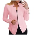 thumbnail image 1 of Zshosam Women's Casual Jackets 2024 Fall Clothes Long Sleeve Open Front Cropped Coat Outwear(Light Pink,XXXL), 1 of 5