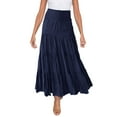 thumbnail image 1 of Zshosam Women's High Waist Boho Floral Print Pleated Maxi Skirt Casual Flowy Swing A Line Beach Skirts Pockets(Navy,XL), 1 of 7