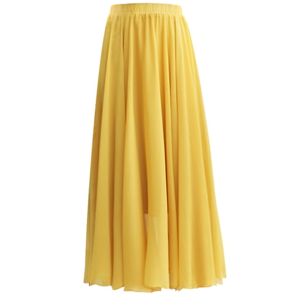 Zshosam Women's Plus Size Comfort Apparel Womens Comfortable Fit Elastic Waist Plus Size Maxi Skirt(Yellow,XL)