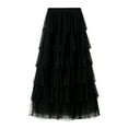 thumbnail image 1 of Zshosam Women's Long Maxi Tulle Skirts A Line High Waisted Tiered Layered Midi Skirt Mesh Ruffle(Black,One Size), 1 of 6