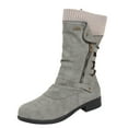 thumbnail image 1 of Zshosam Women's Low-Heeled Mid Calf Retro Square Toe Zipper Womens Ankle Boots(Grey,42), 1 of 6