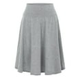 thumbnail image 1 of Zshosam Women's Midi Skirt Fall Winter Elastic Waist A Line Long Work Skirts with Split(Grey,XXXL), 1 of 6