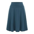 thumbnail image 1 of Zshosam Women's Midi Skirt Fall Winter Elastic Waist A Line Long Work Skirts with Split(Navy,L), 1 of 6