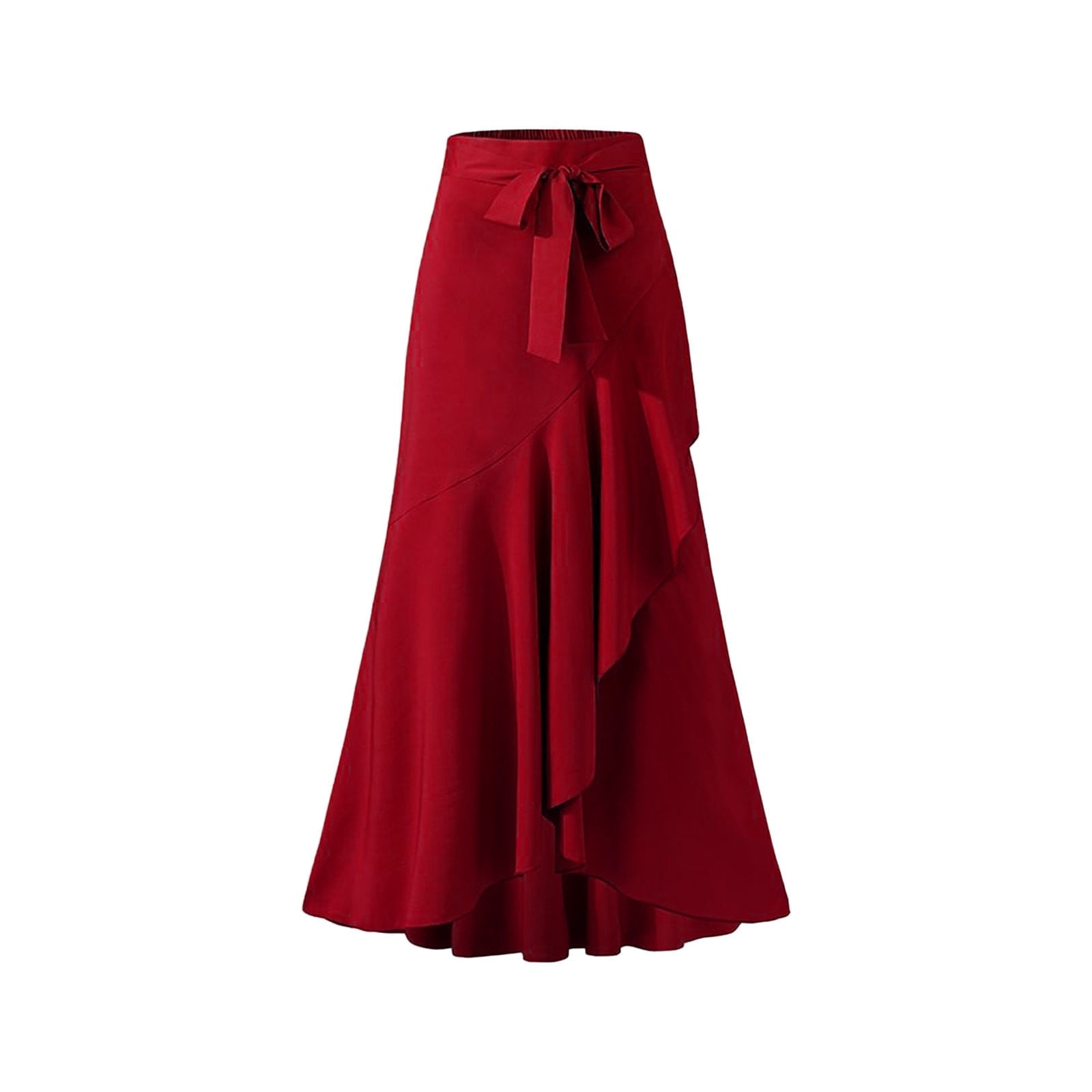 ワンピース AMI Women Long Skirts FDR366AC0014632 Red Zshosam Women's Midi Skirts Elastic High Waist A-Line Flared