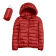 thumbnail image 1 of Zshosam Women's Packable Lightweight Full-Zip Puffer Jacket with Hood Quilted Winter Coat(Red,L), 1 of 5
