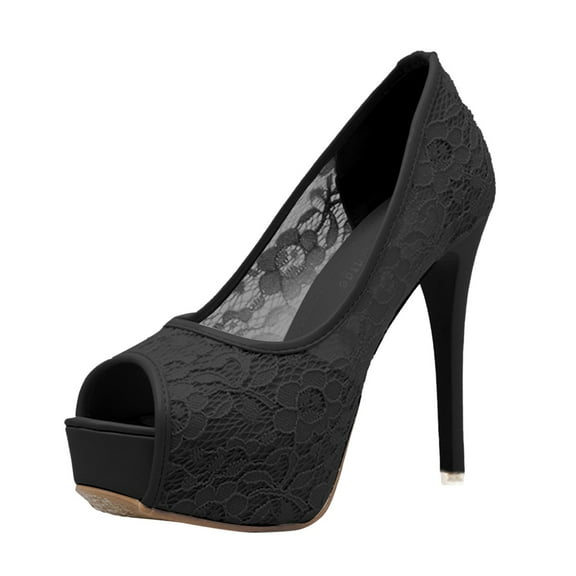 Zshosam Women's Peep Toe Wedding Party Glitter High Heels Dress Pump Shoes(Black,37)