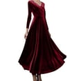 thumbnail image 1 of Zshosam Women’s Pleated Handkerchief Hem Dress with Long Sleeves(Wine,L), 1 of 5