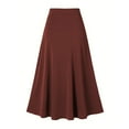 thumbnail image 1 of Zshosam Women's Plus Size Petite Sport Knit Side-Slit Skirt(Coffee,5XL), 1 of 5