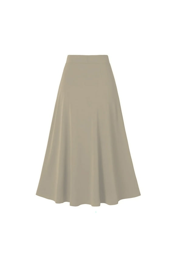 Women's Plus Size Petite Sport Knit Side-Slit Skirt(Khaki,2XL)