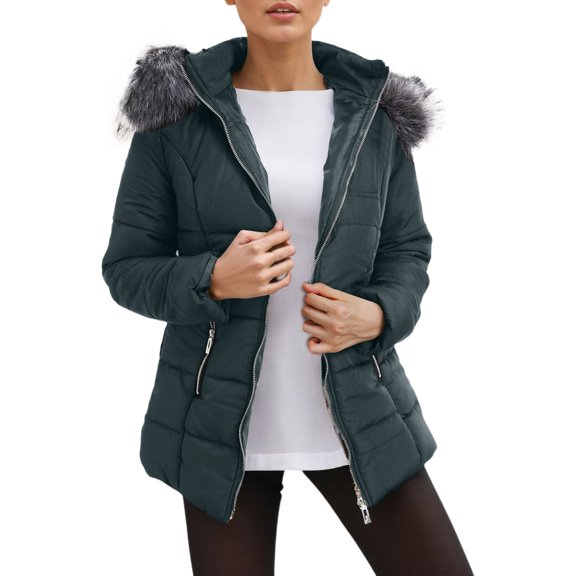 Zshosam Women's Plus Size Winter Windproof Warm Down Coats Waterproof Hooded Puffer Jacket(Green,XXXL)